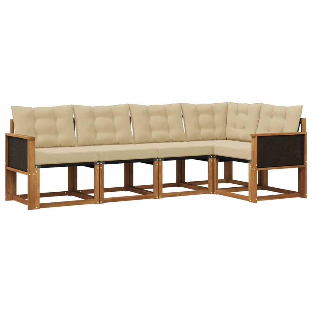 Set di divani da esterno 5 pz Naturale e Beige 3381945