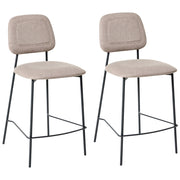 Set di sedie da bar imbottita in finto lino tortora arredi da sala da pranzo Design Glam