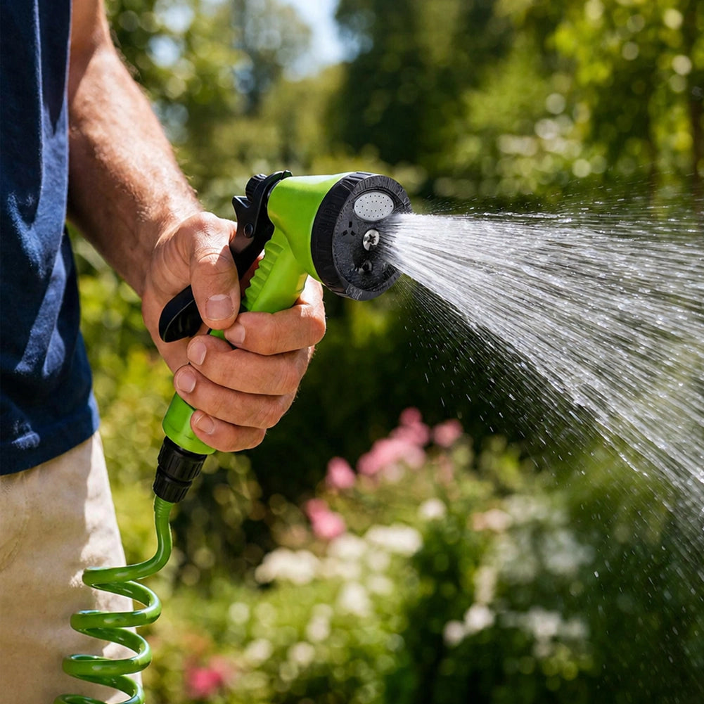 Tubo Estensibile Da Giardino Terreno Pompa Spirale 30mt Con Pistola Irrigazione