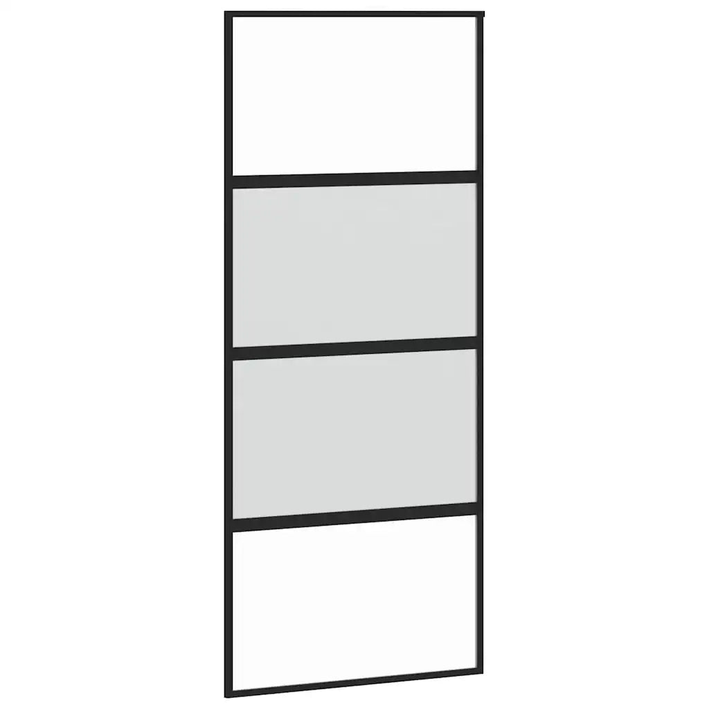 Porta Scorrevole Nera 90x205 cm in Vetro Temperato e Alluminiocod mxl 131757