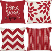 Set di cuscini decorativi da 4 per interni ed esterni - tessuto 45x45 cm - rosso