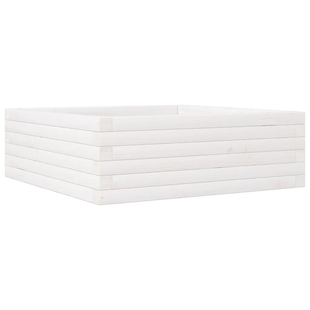 Fioriera | Cassetta per fiori | Vaso da Giardino Bianca 70x70x23 cm Legno Massello di Pino
