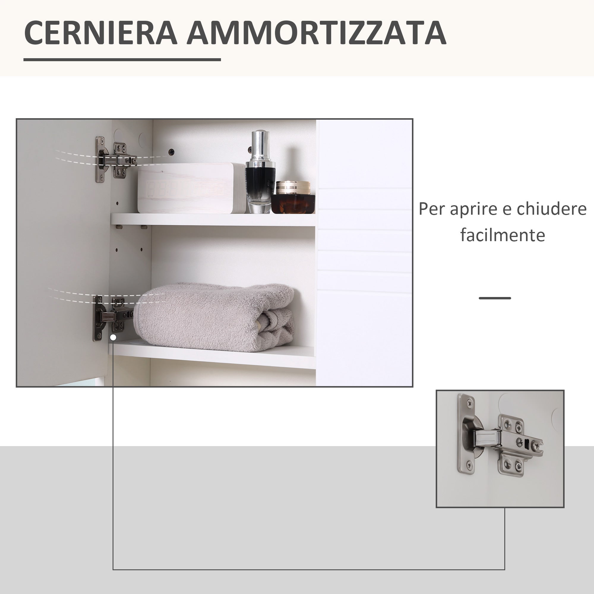 Pensile da Bagno con Specchiera 54x15x55 cm Ripiani Regolabili Bianco