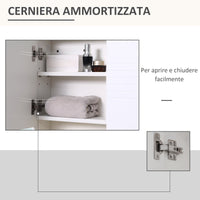 Pensile da Bagno con Specchiera 54x15x55 cm Ripiani Regolabili Bianco
