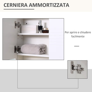 Pensile da Bagno con Specchiera 54x15x55 cm Ripiani Regolabili Bianco