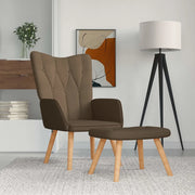 Poltrona Relax con Poggiapiedi Marrone in Tessuto 327537