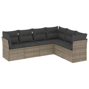 Set Divano da Giardino 6 pz | Set Salotto da Giardino con Cuscini Grigio in Polyrattan
