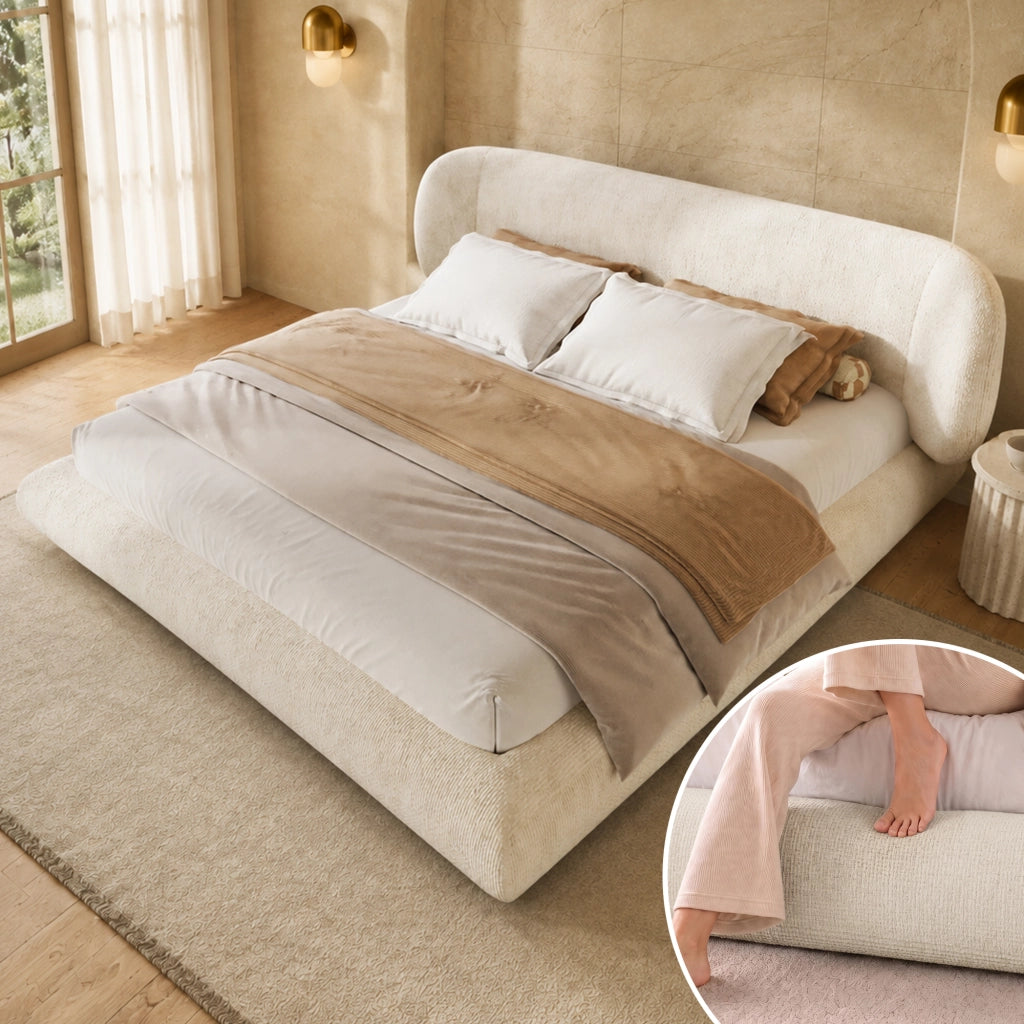 Letto alla francese imbottito 140 x 190 cm beige