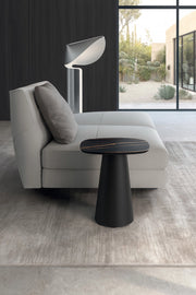 Tavolino Pillar Small con top in ceramica marmo nero portoro e struttura in metallo nero - Design sofisticato - Stones