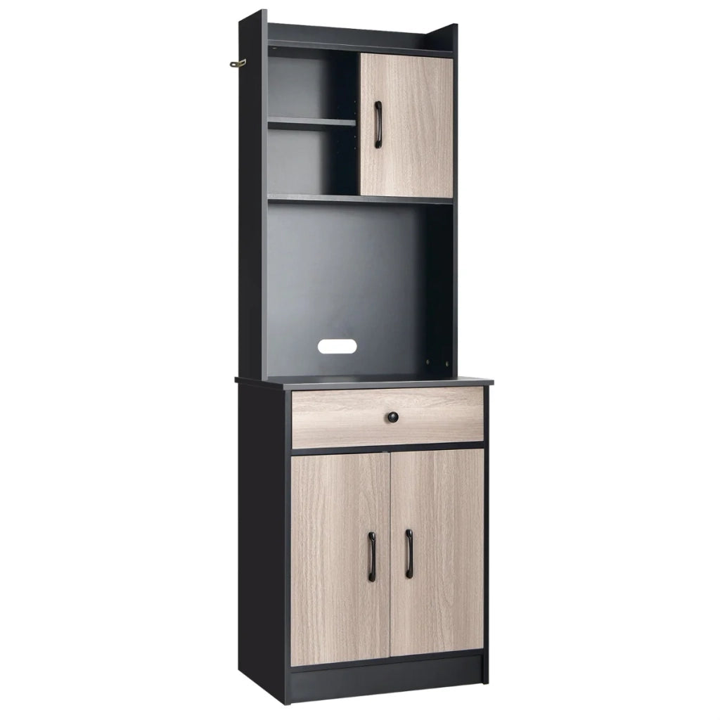 Mobile contenitore da cucina con 3 ante e 1 nicchia portaoggetti 60 x 40 x 180 cm design moderno in legno nero 20_0020446
