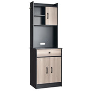 Mobile contenitore da cucina con 3 ante e 1 nicchia portaoggetti 60 x 40 x 180 cm design moderno in legno nero 20_0020446