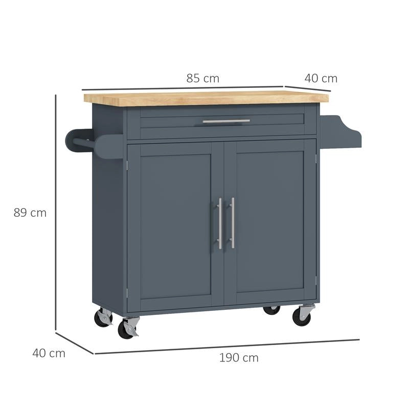 CARRELLO DA CUCINA IN LEGNO CON CASSETTO PORTASPEZIE E ARMADIETTO 109X40X89 CM GRIGIO E COLOR LEGNO