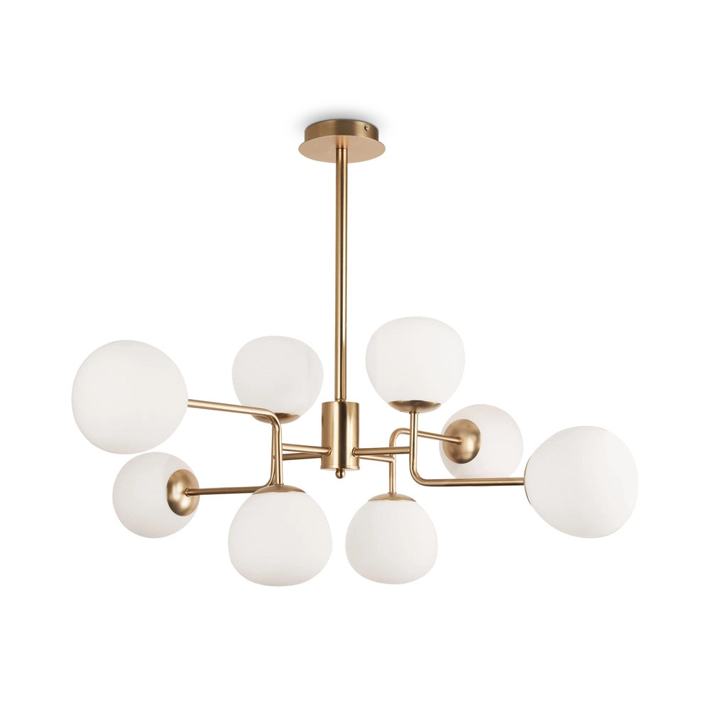 Maytoni Lampadario Sospensione Erich 8 luci E14 oro rosa metallo diffusore vetro