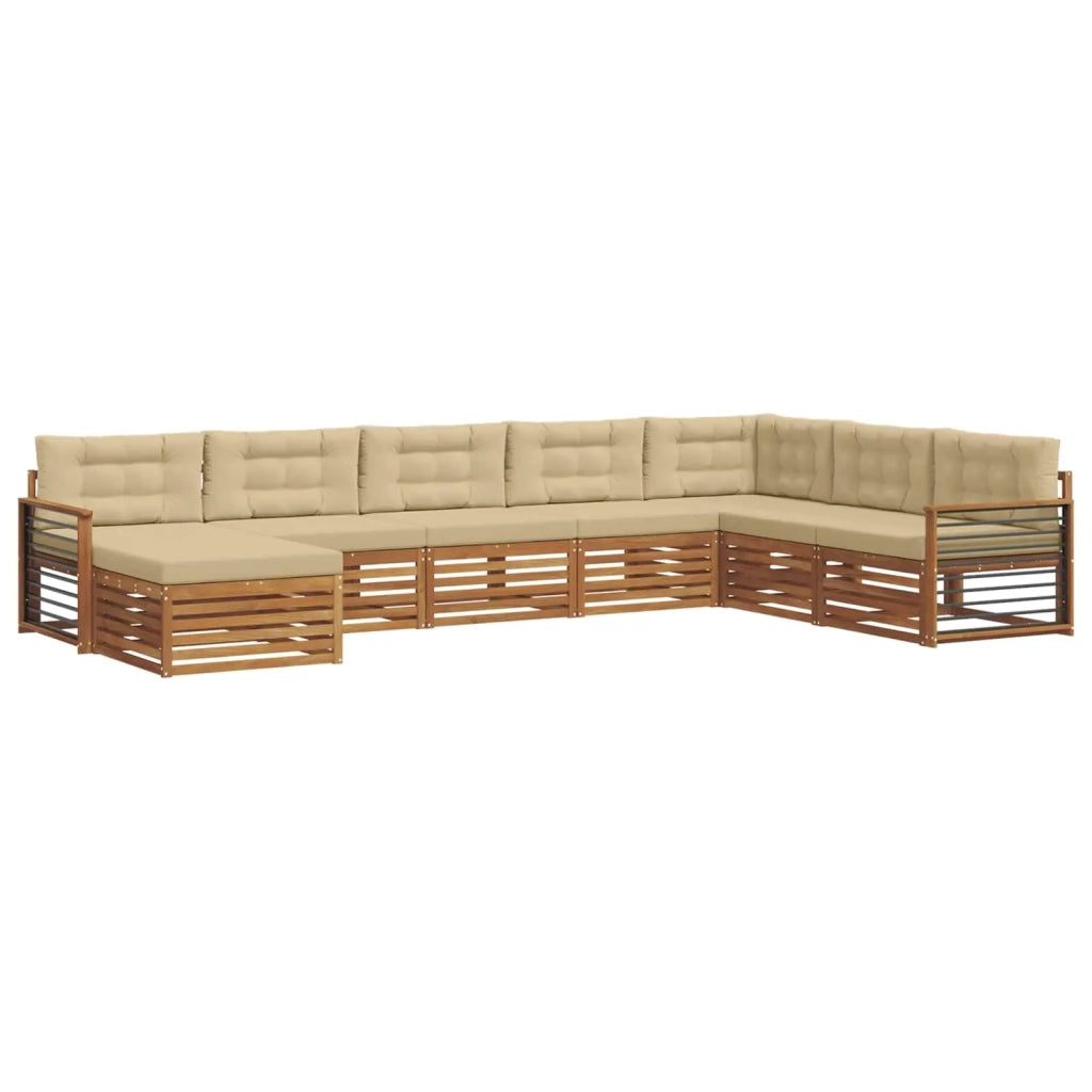 Set di divani da esterno con cuscino 8 pcs Naturale e Beige 3373953
