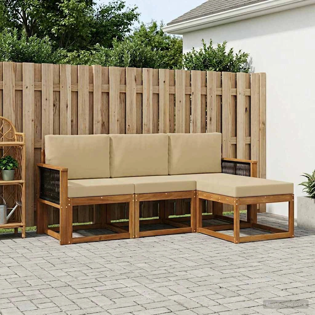 Set di divani da esterno 4 pz Naturale 3385114