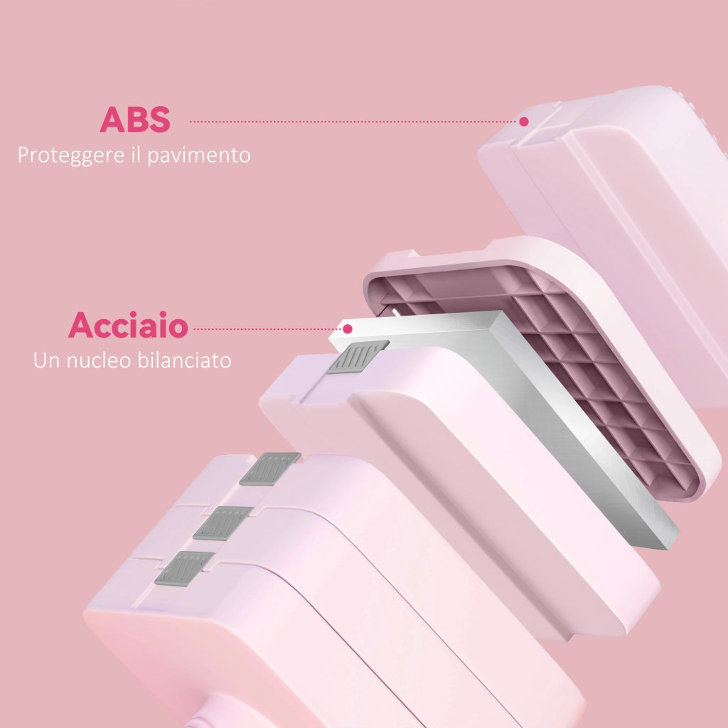 Set 2 Manubri Pesi Quadrati e Antiscivolo da 5 kg con Piastre Rimovibili in Acciaio e ABS Rosa
