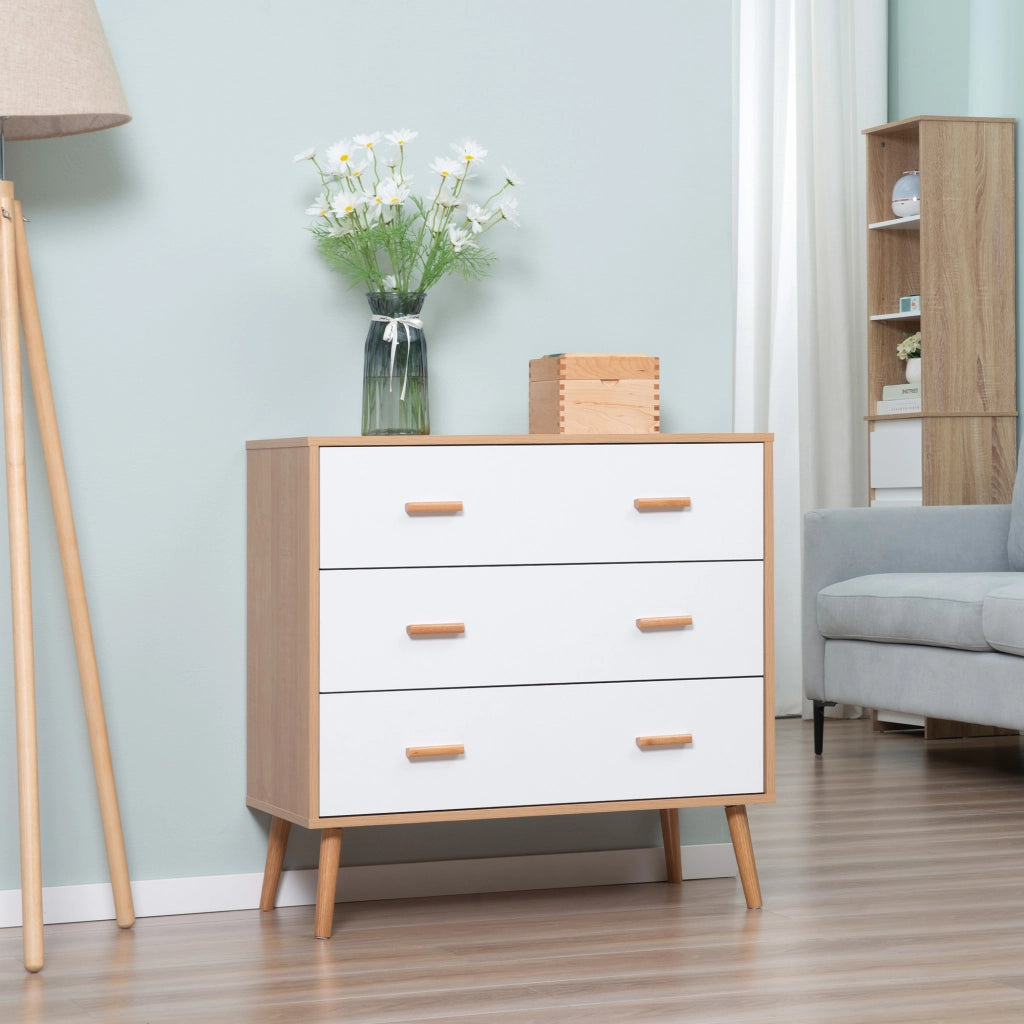 Cassettiera 3 Cassetti in Legno ¨C Zephmum ¨C 80x39x80 cm Bianco Legno