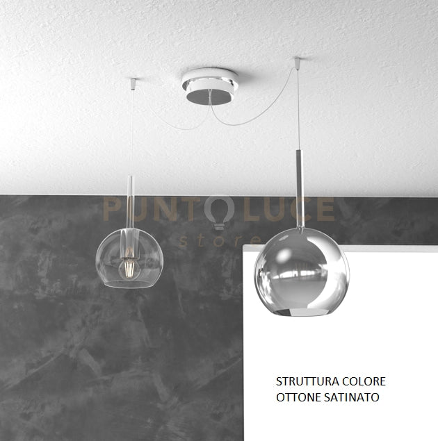 SOSP. OTTONE SAT. SPOSTABILE 2 LUCI VETRI (1 MEDIO CROMO + 1 PICCOLO TRASPARENTE) 1155OS-S2 S MIX-TC