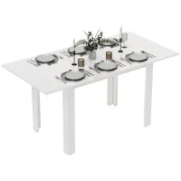 Tavolo da Pranzo allungabile in MDF per 4-6 Persone, 120-160 x 70 cm, Bianco Lucido