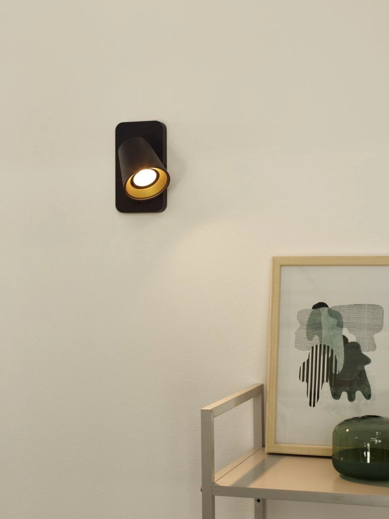 Applique Lucide Turnon GU10 5W 2200-3000K nero oro dimmerabile