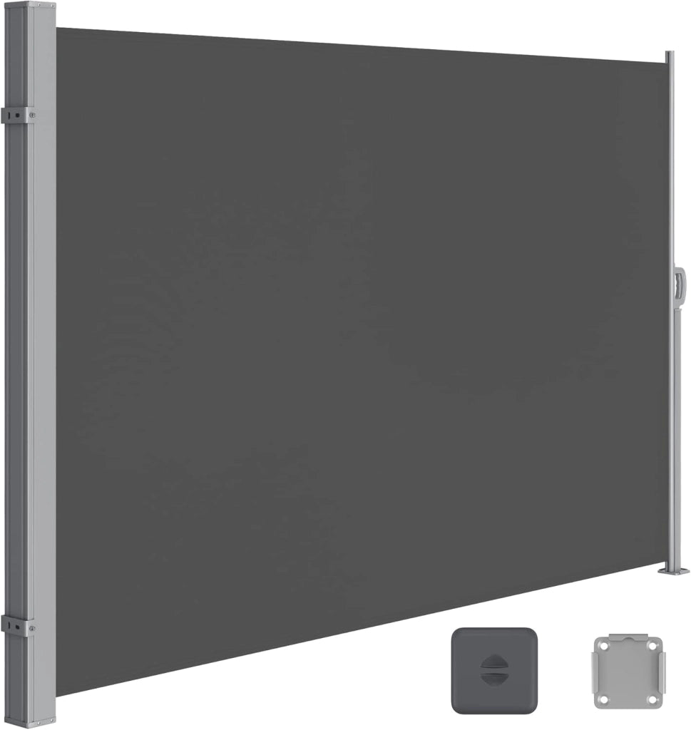 SONGMICS Paravento da Esterno, Tenda da Sole Laterale, Antiruggine, Estensibile, 180 x 350 cm, Frangivista, Parasole Ombreggiante, Tenda da Esterno Balcone Terrazzo Giardino, Beige GSA185T02
