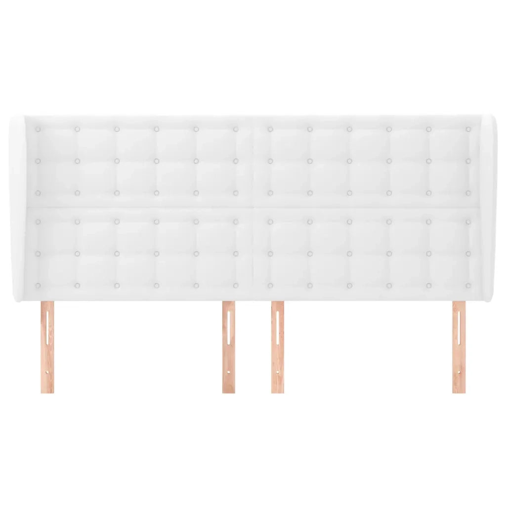 Testiera ad Orecchio Bianca 183x23x118/128 cm in Similpelle