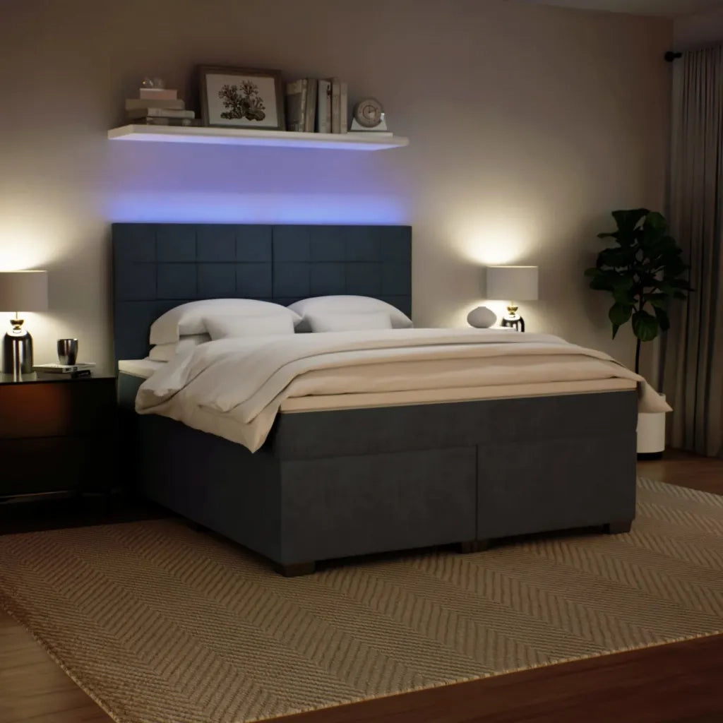 vidaXL Giroletto a Molle con Materasso Grigio Scuro 180x200 cm Velluto