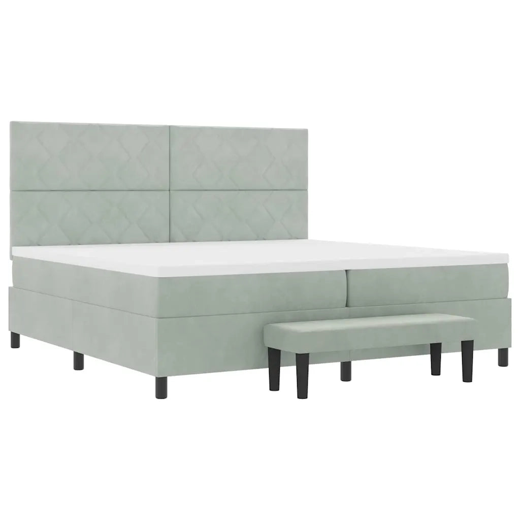 Letto a molle con testiera Grigio chiaro 200 x 200 cm Velluto 3344600