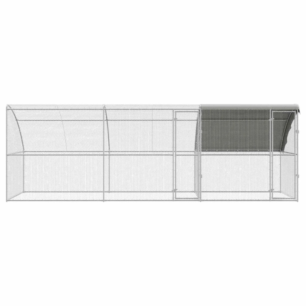 Gabbia per polli 3 pcs Argento 600 x 200 x 200 cm Acciaio e PE