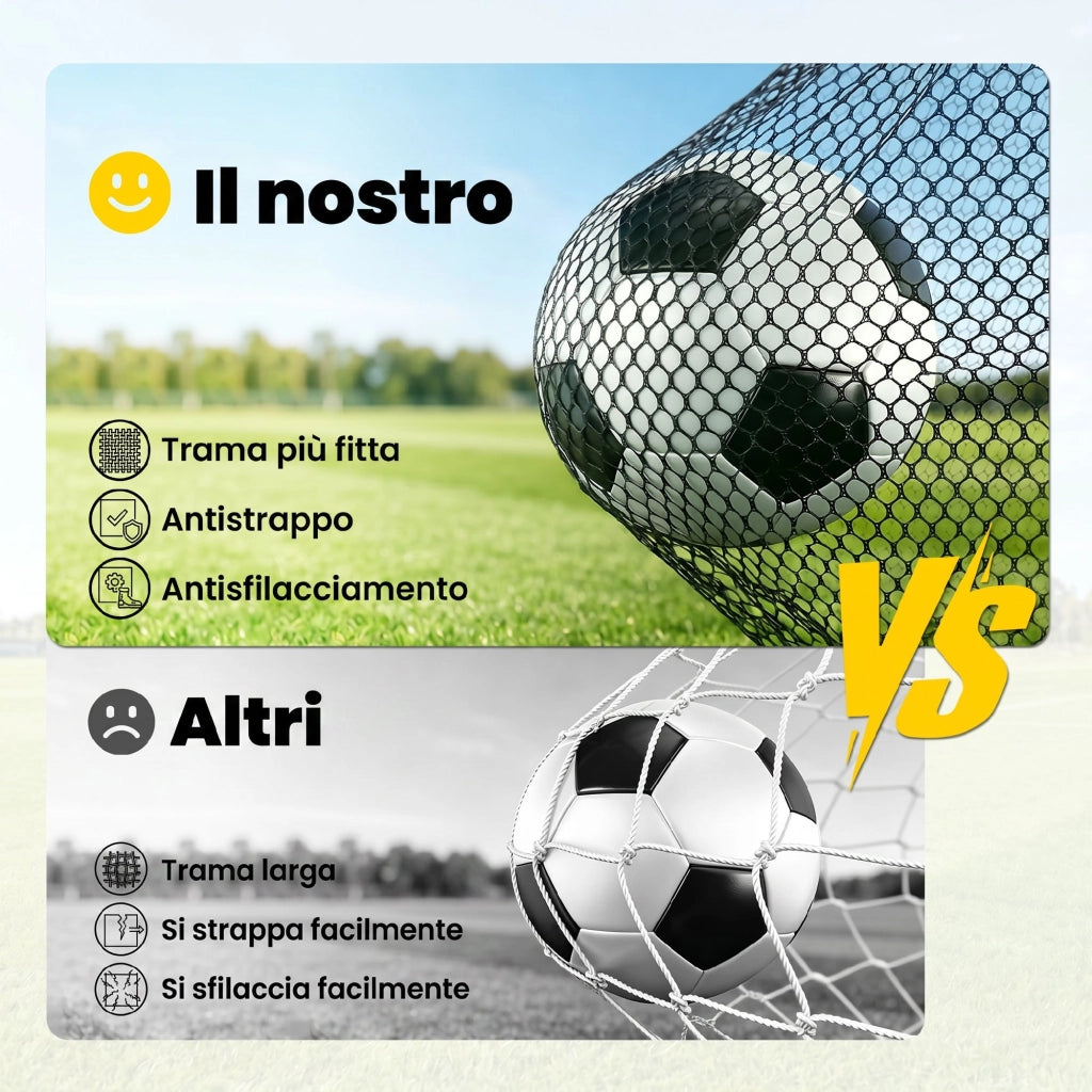 Porta da Calcio 3 x 2 m con Rete Robusta e Telaio in Metallo Stabile