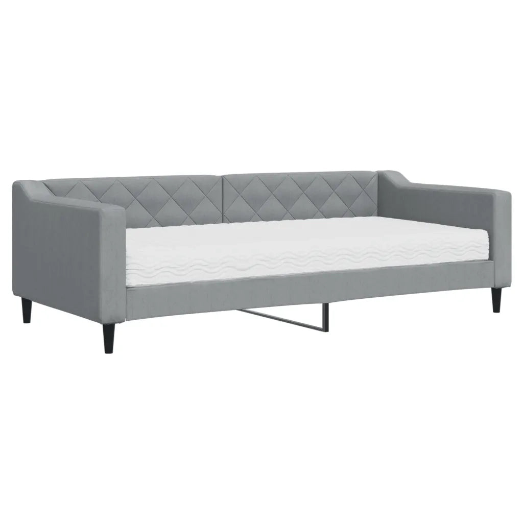 Divano Letto con Materasso Grigio Chiaro 90x200 cm in Tessuto 3197408