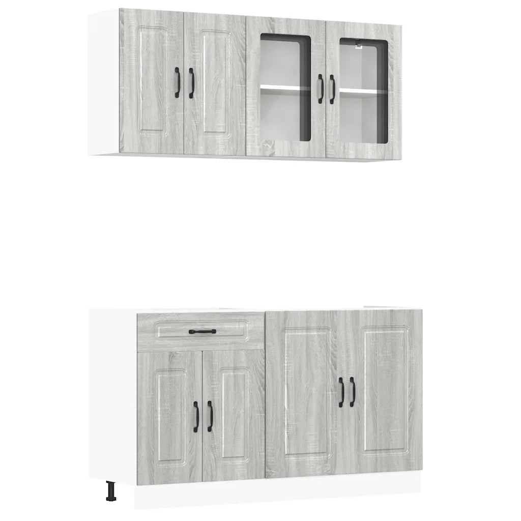 vidaXL Set Mobili da Cucina 4 pz Kalmar Grigio Sonoma in Truciolato