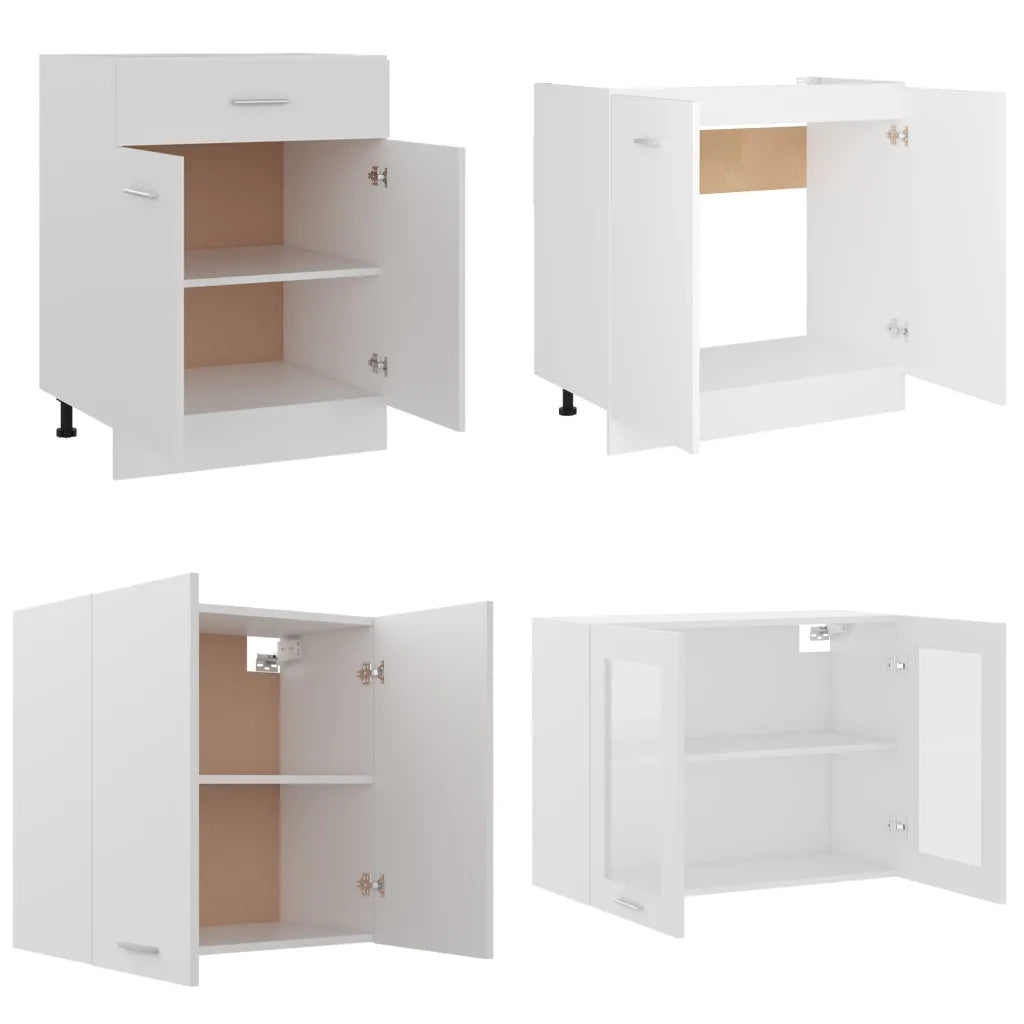 Set Armadi da Cucina 4 pz Lyon Bianco in Truciolato