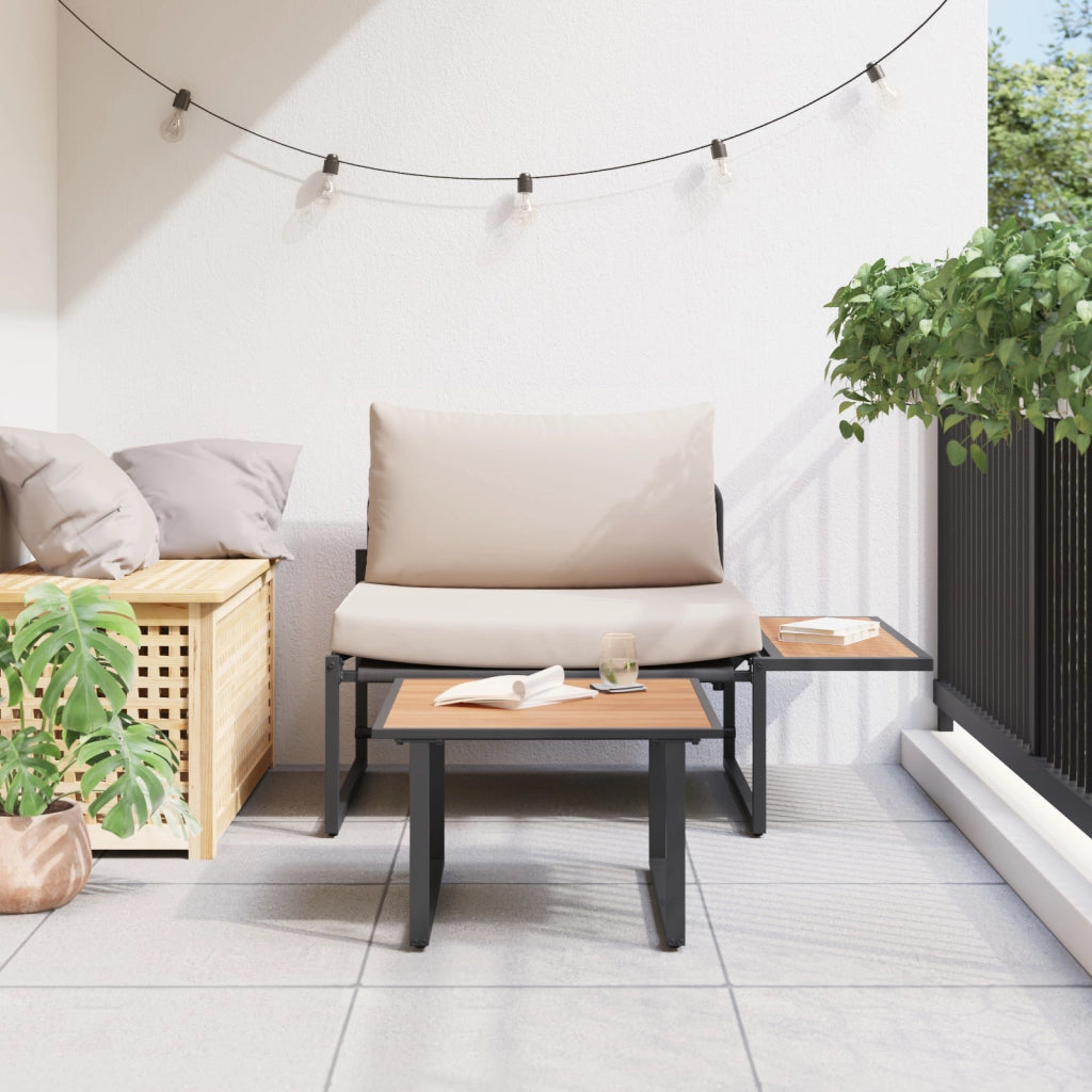 Set Divano da Giardino 2 Pezzi Singolo con Cuscini Tortora