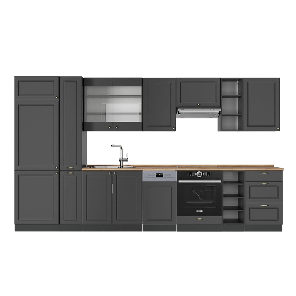 Cucina componibile Fame-Line Oro-antracite rustico/Antracite 355 cm, PL Rovere Vicco