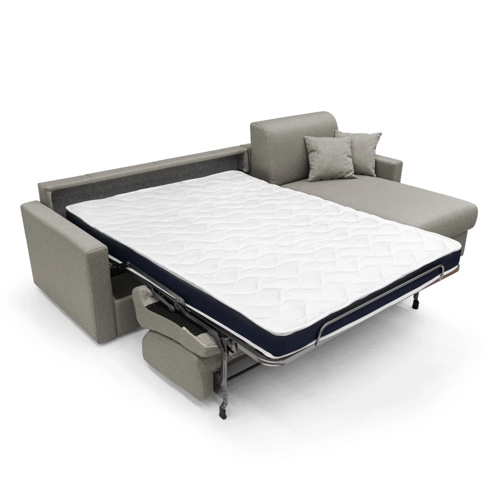Chris Divano letto angolare 5 posti in tessuto impermeabile T13 268 cm Sinistro (mat. 140x197) tortora