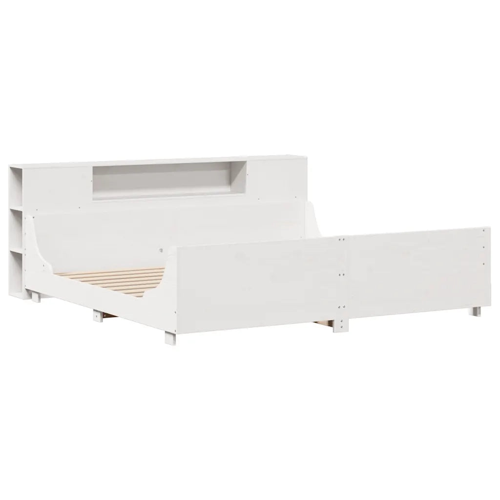 Giroletto senza Materasso Bianco 200x200 cm Legno Massello Pino 3323756