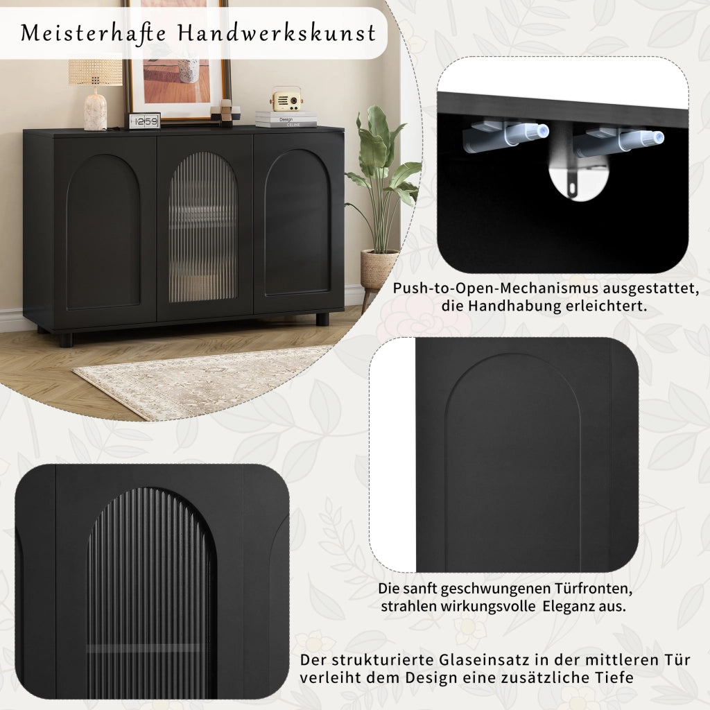Credenza a U con Porta in Vetro ¨C MINIMAL ¨C Nero, Design Rebound
