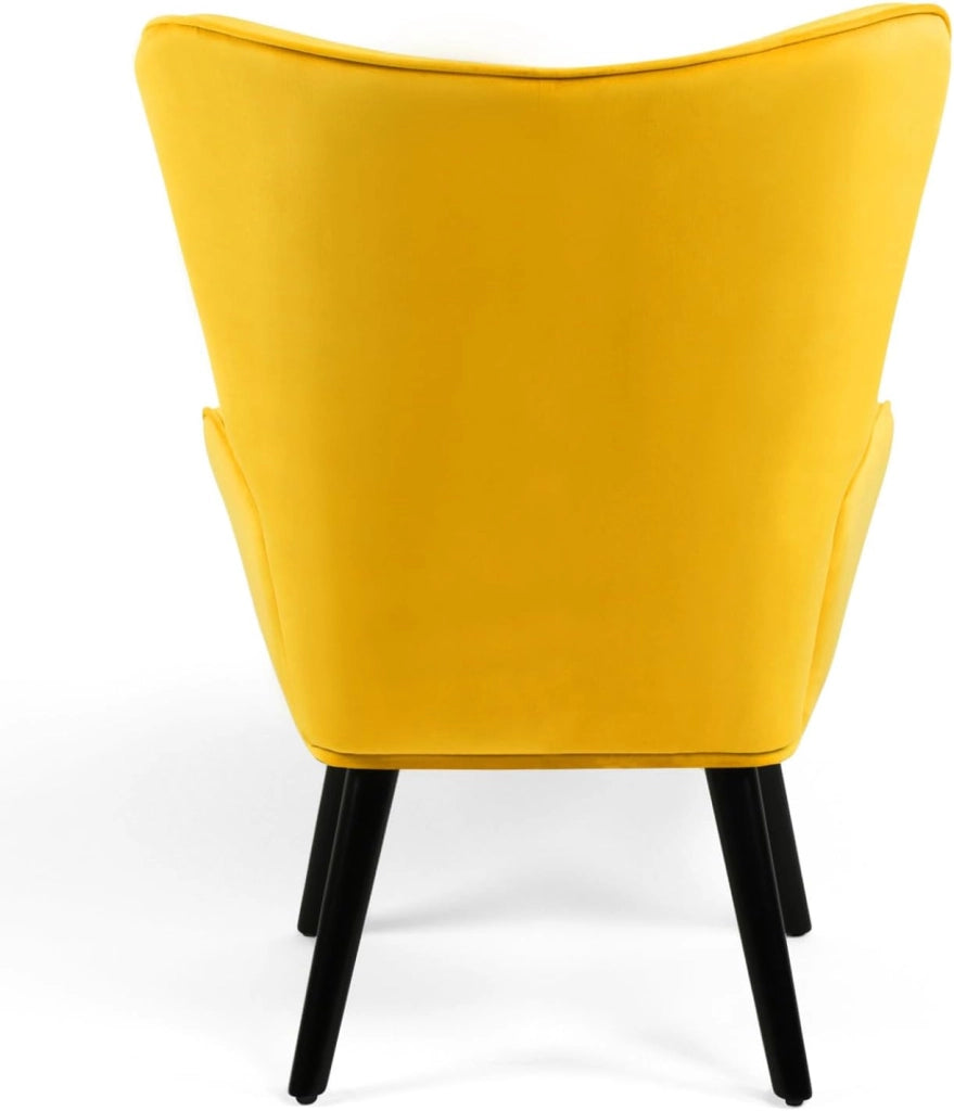 ANIA Poltrona scandinava con poggiapiedi in velluto giallo