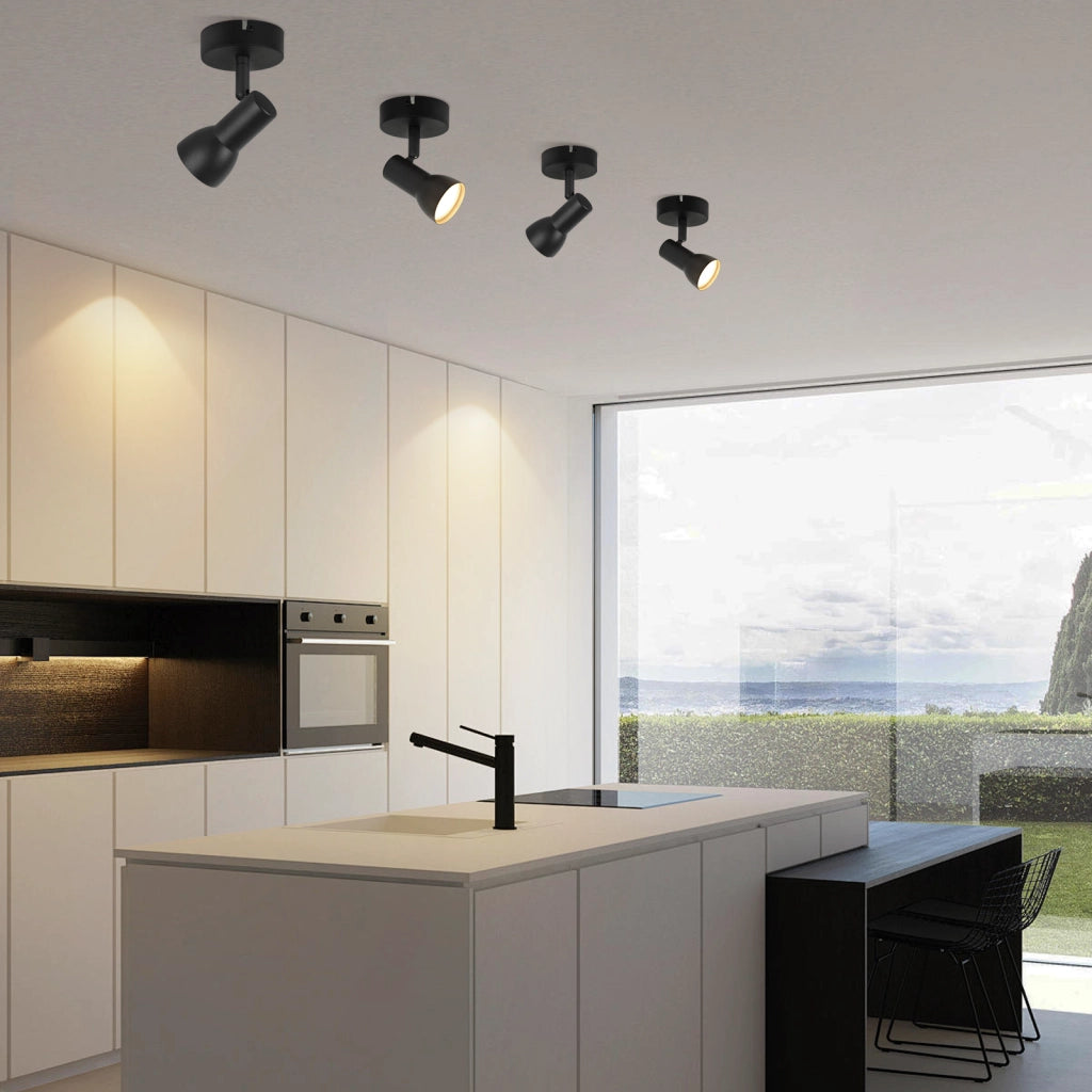 ZMH Faretto da soffitto GU10 nero Faretto in metallo orientabile a 350° Design moderno (senza lampadina)