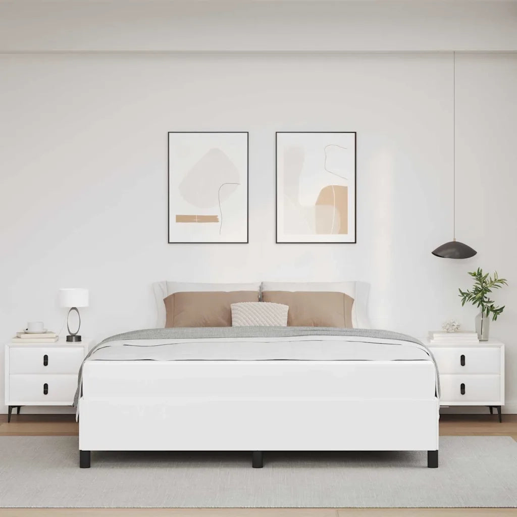 Struttura del letto con materasso Bianco 180 x 200 cm Tessuto