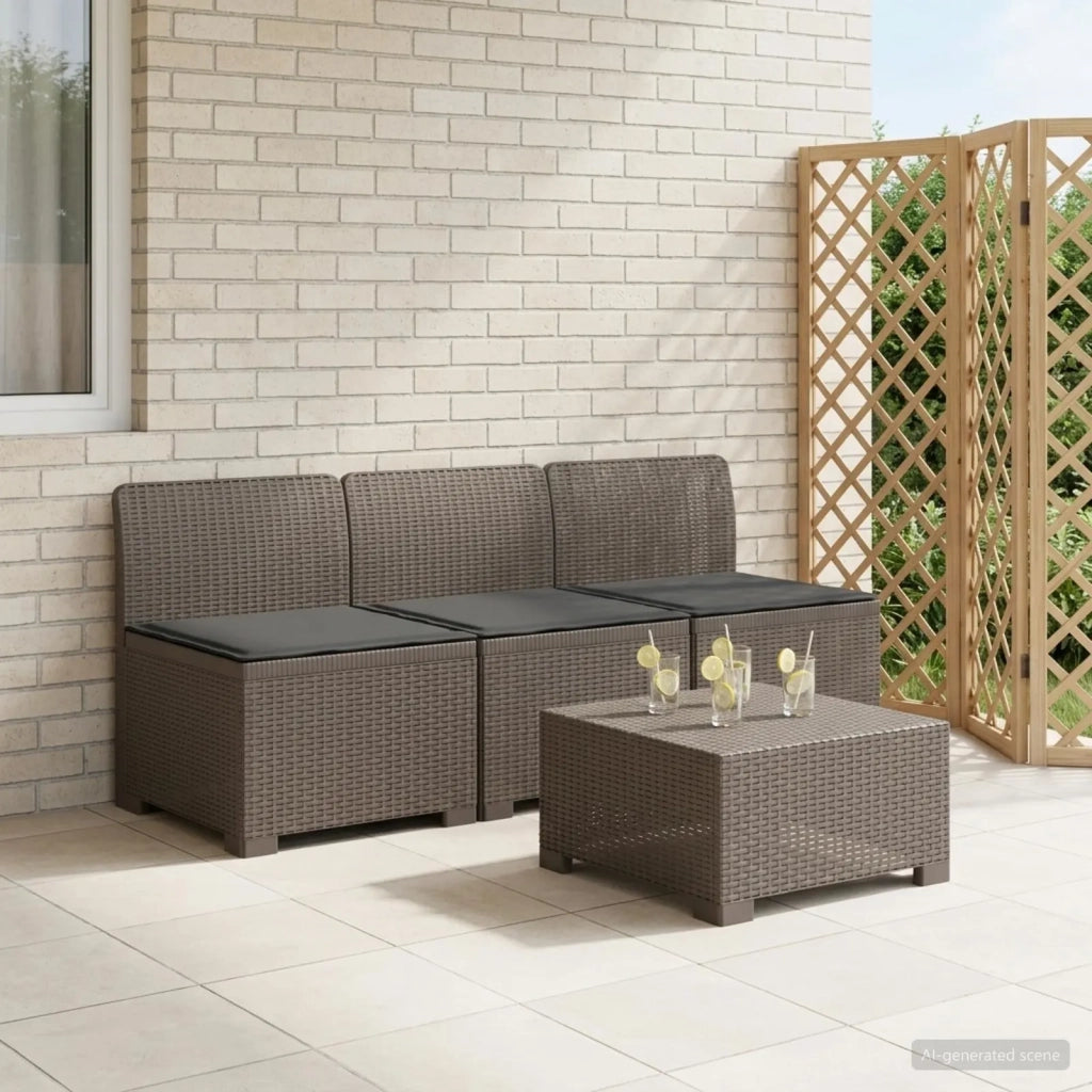 Divano da giardino 3 posti con cuscini in look rattan PP 8011973