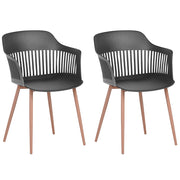 Set di 2 sedie da pranzo in materiale sintetico Nero con gambe in metallo schienale da lavoro aperto soggiorno moderno