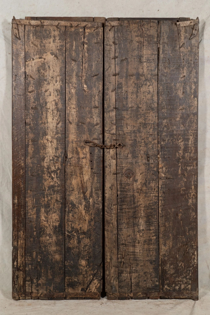 Biscottini Porta portone in legno massello e ferro da interno o da esterno vecchia e antica medievale scorrevole