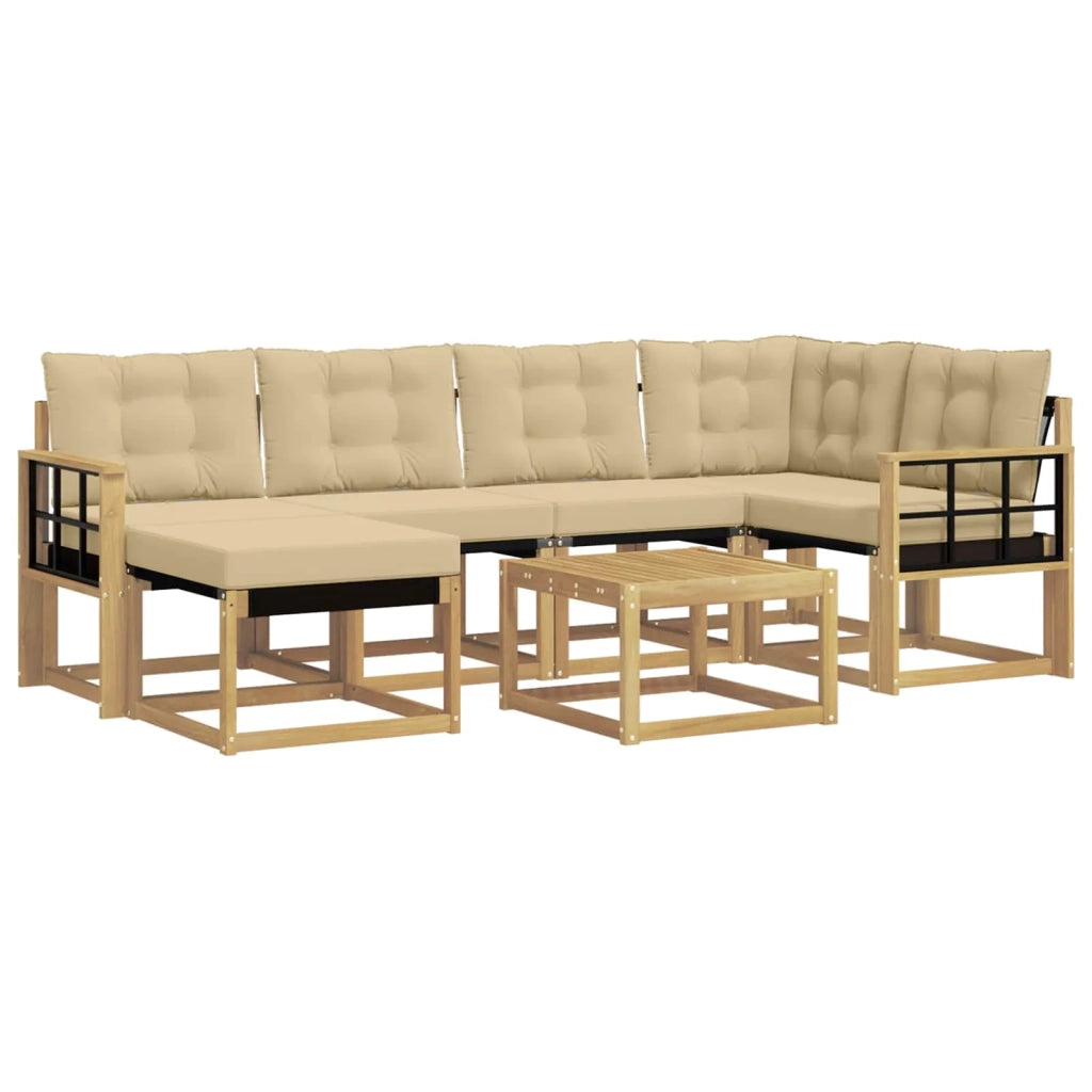 Set di divani da esterno con cuscino 7 pcs Bianco e Beige