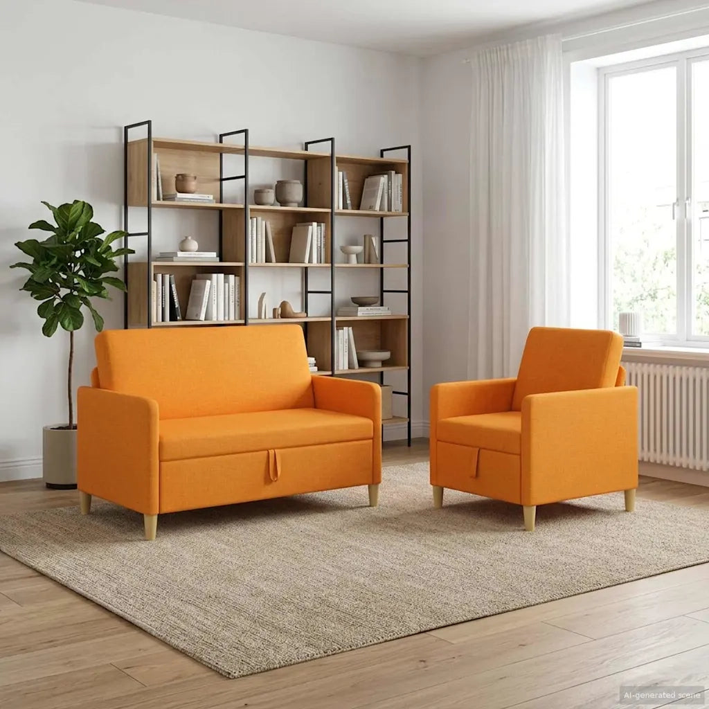 Set di Divani con Storage 2 pcs Giallo Scuro Poliestere 3429157