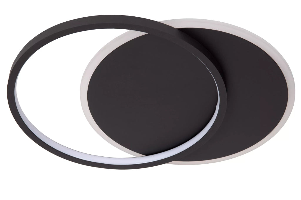 Plafoniera LED moderna 2 cerchi nera 39 cm 24W Axelle Lucide