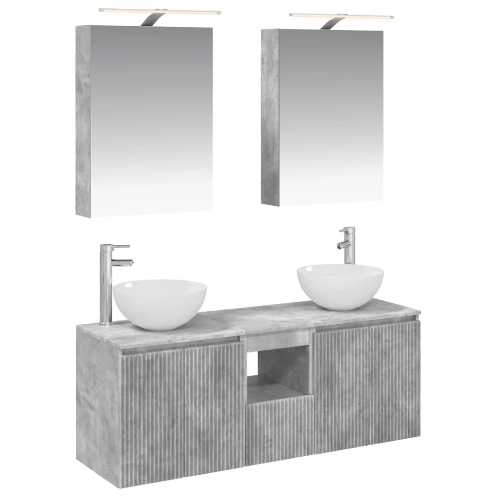 Set di Armadi da Bagno 5 pcs Grigio Cemento 50 x 14,5 x 70 cm 3406354