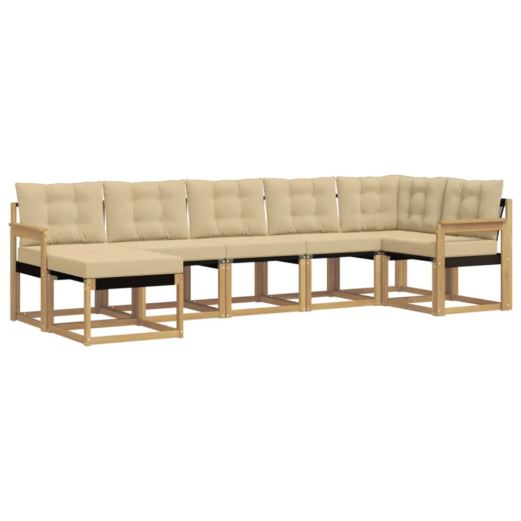 Set di divani da esterno con cuscino 7 pcs Bianco e Beige 3389687