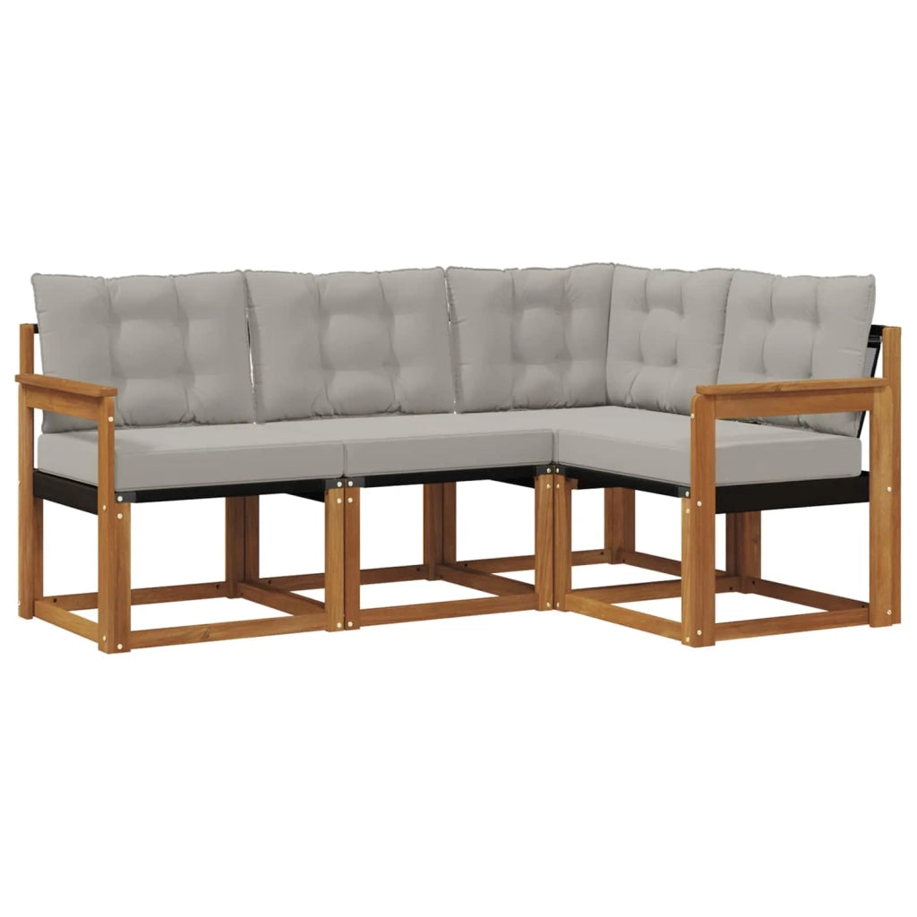 Set di divani da esterno 4 pcs Grigio Naturale e Chiaro